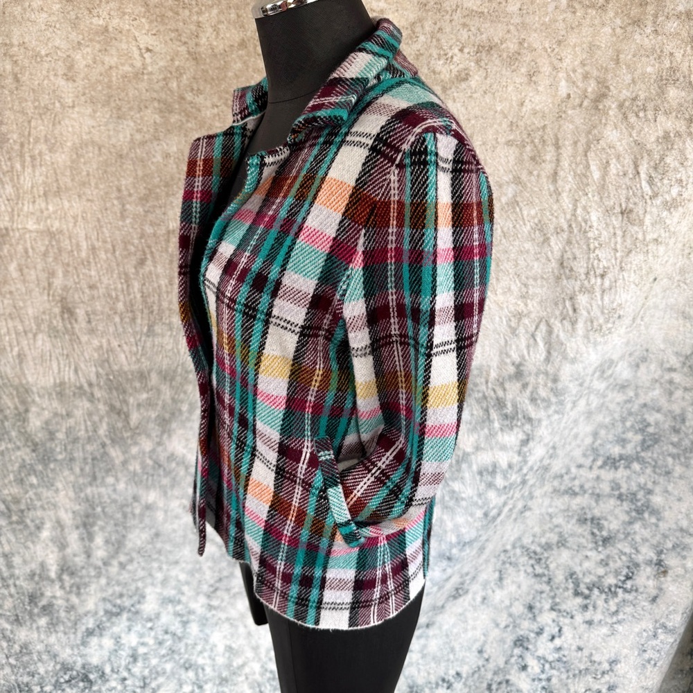 Anthropologie Rosetta Multi-color Plaid Sweater Jacket - XS - Picture 4 of 9